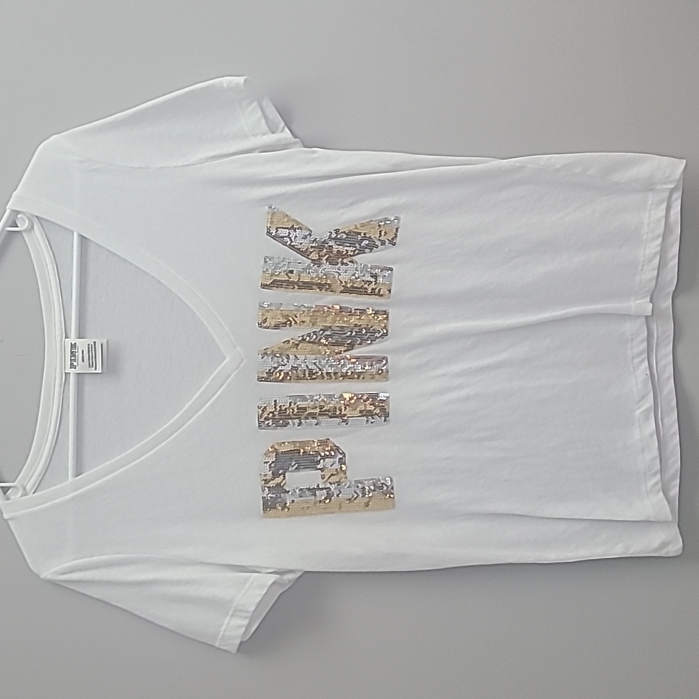 PINK BLING V-NECK SHIRT